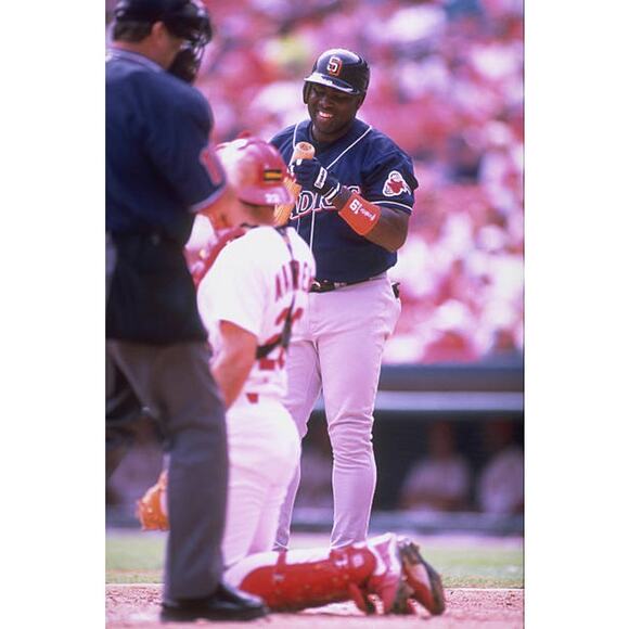 San Diego Padres 1997-1998 Russell DIAMOND jersey 44 M navy orange MLB vintage - Picture 10 of 15